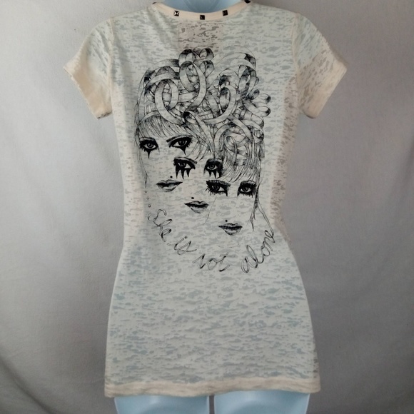 Young Machines V-Neck Semi-Sheer Tee - Picture 1 of 8